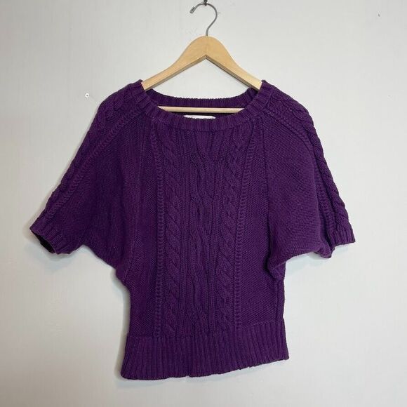 Loft Womens Purple Pulllllover Dolman Sleeve Cable Knit Sweater Size Small - Picture 1 of 3